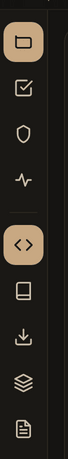Activity rail — Projects, Tasks, Deliverables, Performance, then a divider, then Code, Knowledge, Resources, Skills, Logs